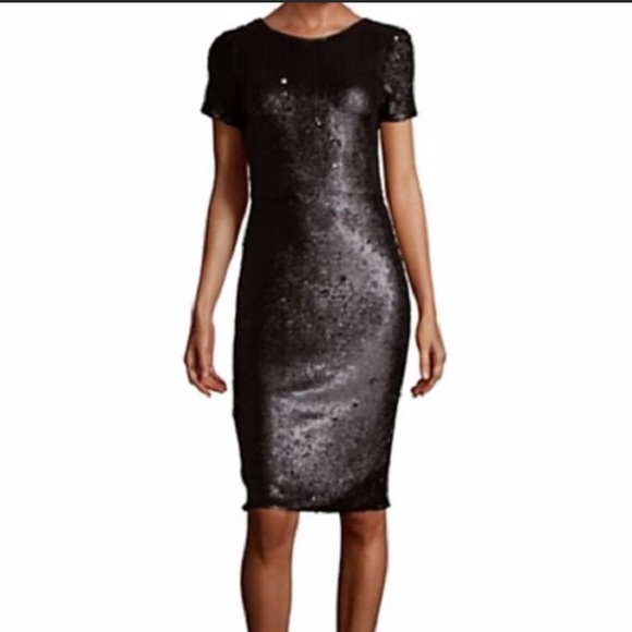 EUC BCBGMaxazria Black Sequin Betty Dress, sz S - Picture 2 of 8